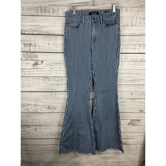 Judy Blue Super Flare High Rise Jean Pinestripe 28 Western Boho Hippie JB88230 - Picture 1 of 10